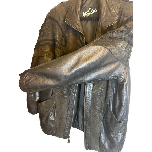 Vintage 80/90s Winlit Women’s Genuine Leather Jacket Size Medium / Sku Winlit0 - Picture 11 of 13